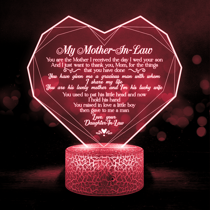 3D Led Light - Family - To My Mother-In-Law - I Just Want To Thank You, Mom, For The Things That You Have Done - Glca19029