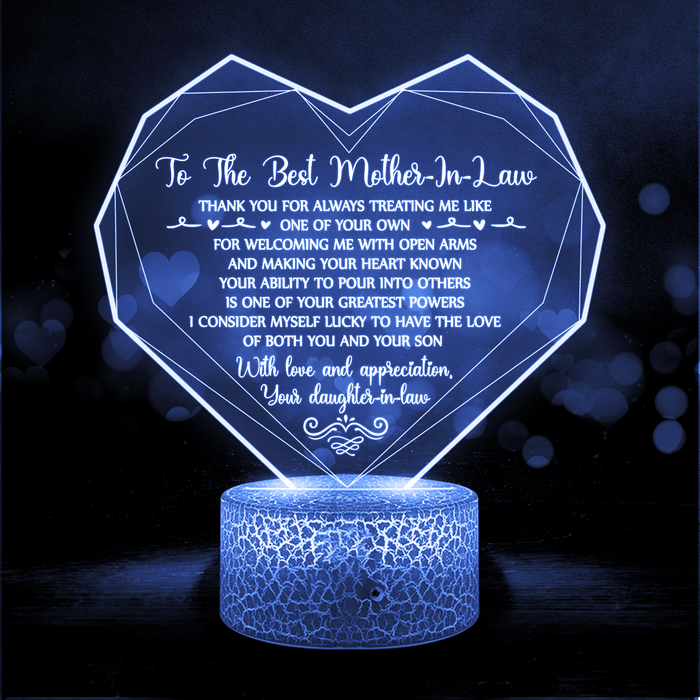 3D Led Light - Family - To My Mother-In-Law - Thank You For Always Treating Me Like One Of Your Own - Glca19027