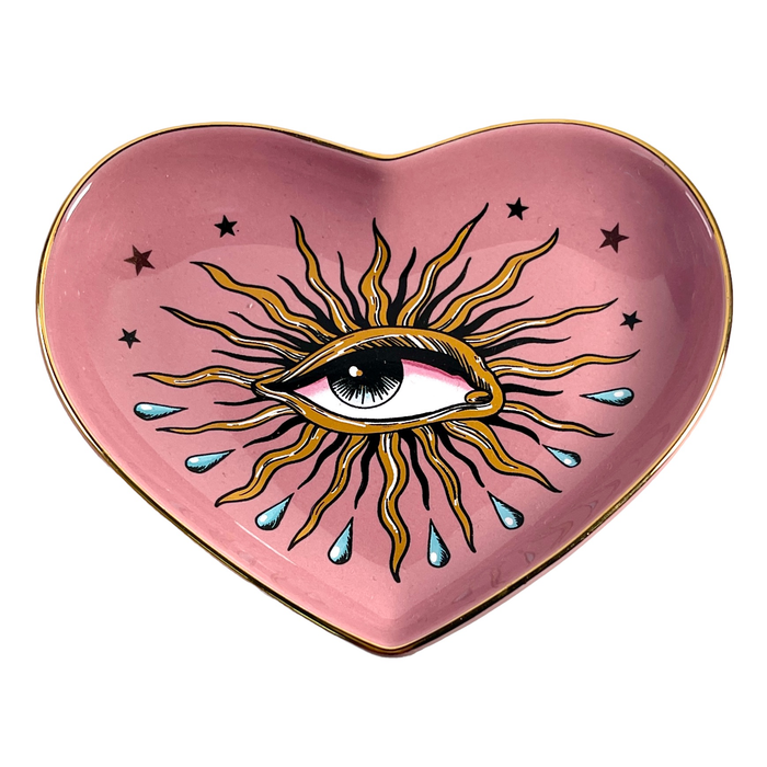 5" Ceramic Heart Dish - Pop Eye Heart - Pink