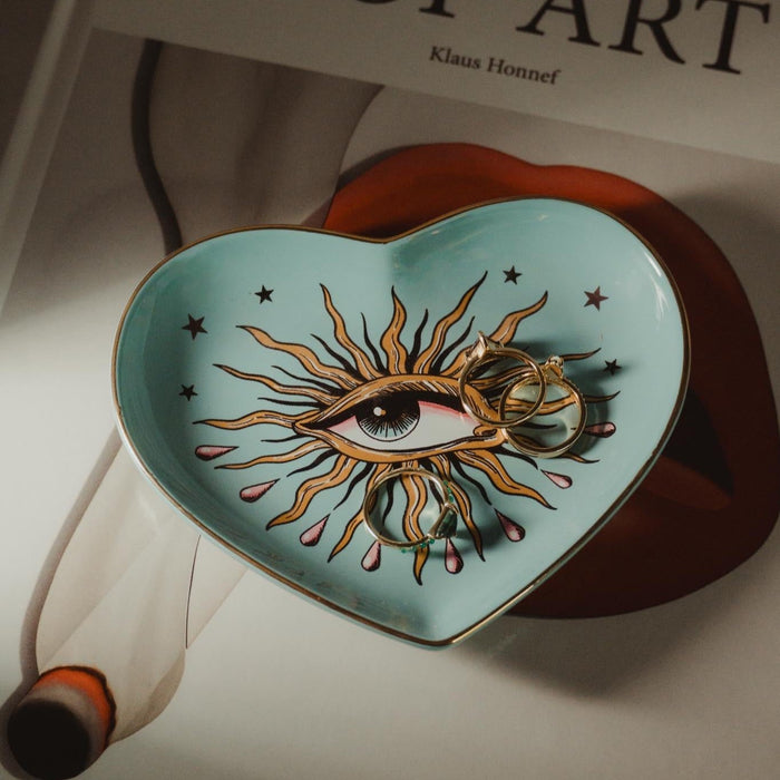 5" Ceramic Heart Dish - Pop Eye Heart - Blue