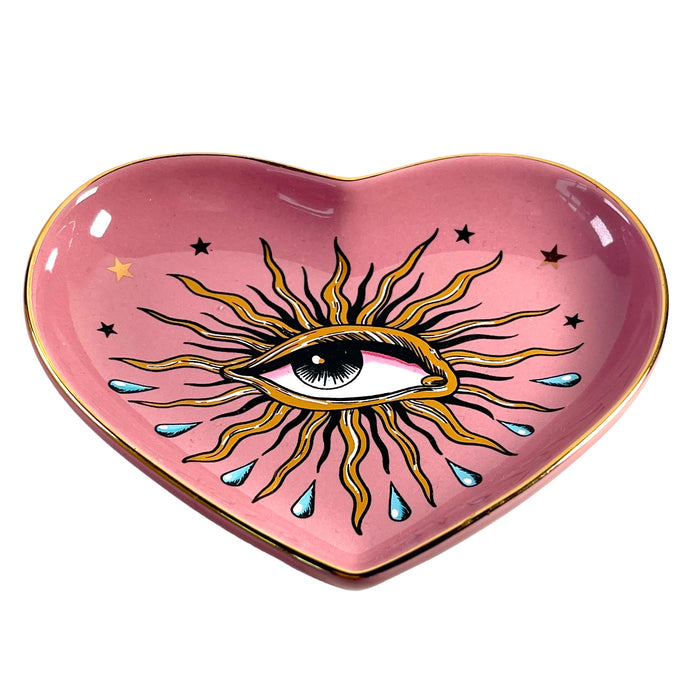 5" Ceramic Heart Dish - Pop Eye Heart - Pink