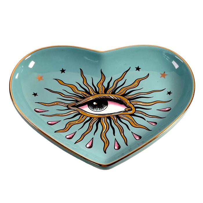 5" Ceramic Heart Dish - Pop Eye Heart - Blue