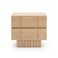 Modern wooden two-drawer nightstand on white background