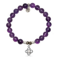 Amethyst Gemstone Bracelet with Stronger Together Sterling Silver Charm