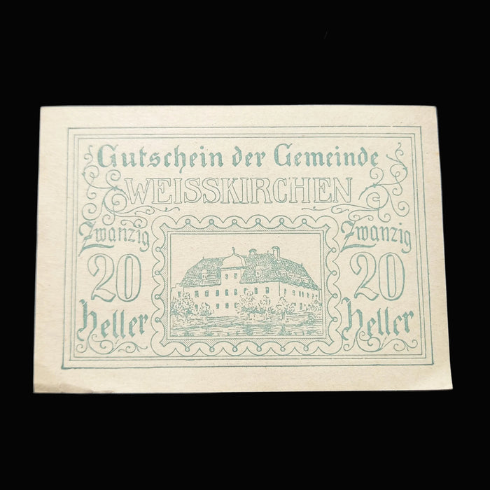 Antique Banknote 1920 Austria Weisskirchen Notgeld Set 50 & 20 Heller Emergency Money