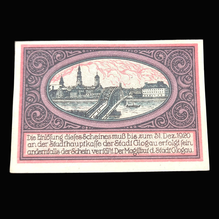 Antique Banknote 1920 Germany Glogau Notgeld Emergency Money 1 & 5 Pfennig Set UNC