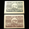 Antique Banknote Notgeld 1920 Austria Sigharting Castle 10 20 Heller Set Emergency Money