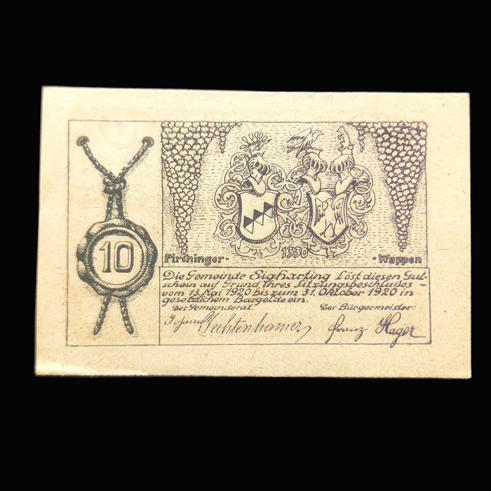 Antique Banknote Notgeld 1920 Austria Sigharting Castle 10 20 Heller Set Emergency Money