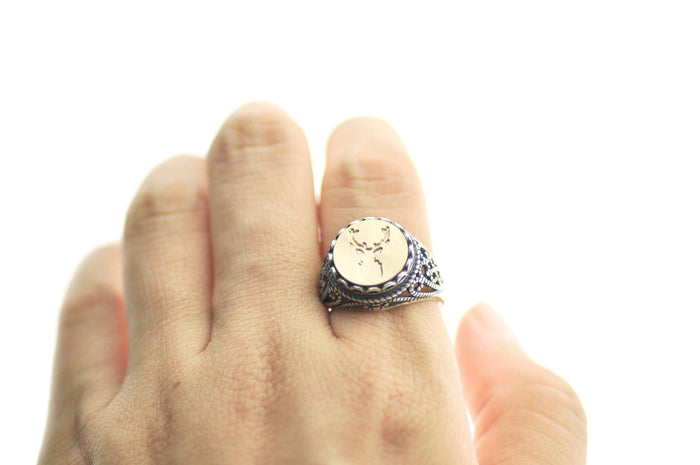 Antler Signet Ring - Backtozero B20 - 12l, 12mm, 12mm ring, Animal, Antler, Deer, deer stag, her, lace, ring, signet ring, size 10, size 7, size 8, size 9, wax seal, wax seal ring