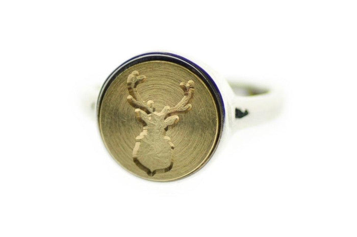 Antler Signet Ring - Backtozero B20 - 12m, 12mm ring, 12mn, Animal, Antler, Deer, deer stag, her, ring, signet ring, size 7, size 8, wax seal, wax seal ring