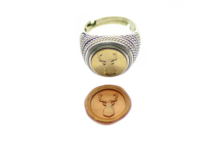 Antler Signet Ring - Backtozero B20 - 12mm ring, 12w, Animal, Antler, Deer, deer stag, him, ring, signet ring, size 10, size 7, size 8, size 9, wax seal, wax seal ring