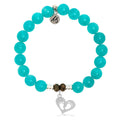 Aqua Amazonite Stone Bracelet with Baby Feet Sterling Silver Charm