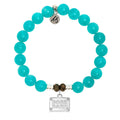 Aqua Amazonite Stone Bracelet with Boss Babe Sterling Silver Charm