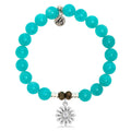 Aqua Amazonite Stone Bracelet with Daisy Sterling Silver Charm