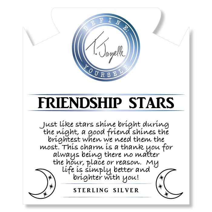 Aqua Amazonite Stone Bracelet with Friendship Stars Sterling Silver Charm