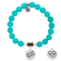 Aqua Amazonite Stone Bracelet with Grandmother Sterling Silver Charm