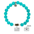 Aqua Amazonite Stone Bracelet with Love Letter Sterling Silver Charm