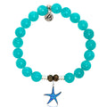 Aqua Amazonite Stone Bracelet with Star of the Sea Sterling Silver Charm
