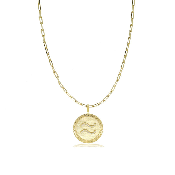 Aquarius Gold Zodiac Necklace