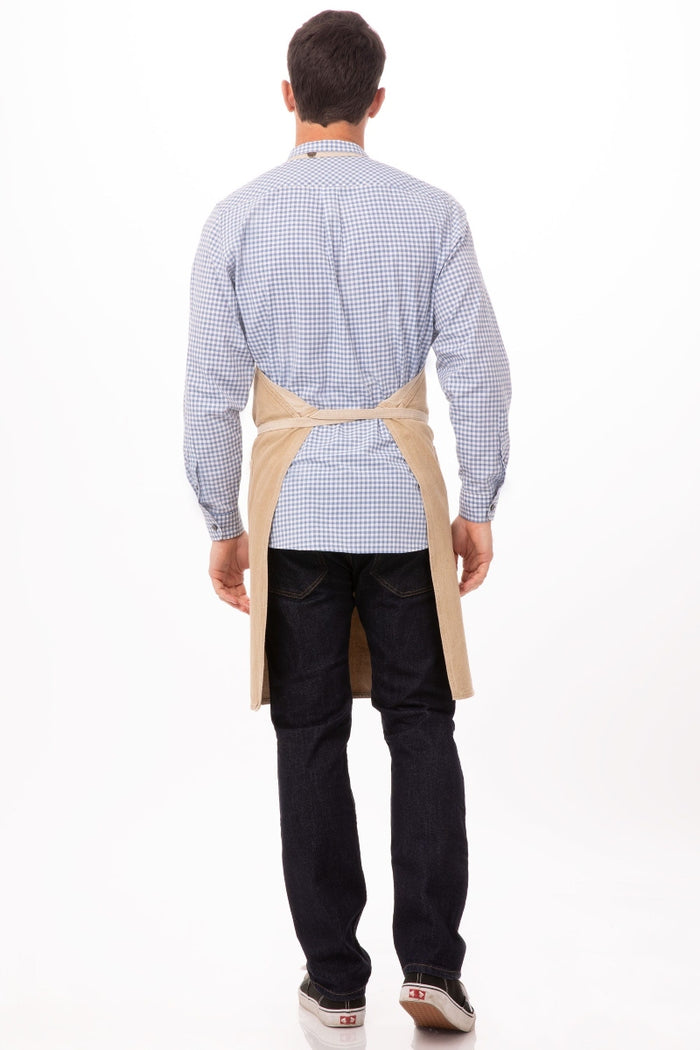 Chef Works Austin Natural Bib Adjustable Apron (2 Pockets)