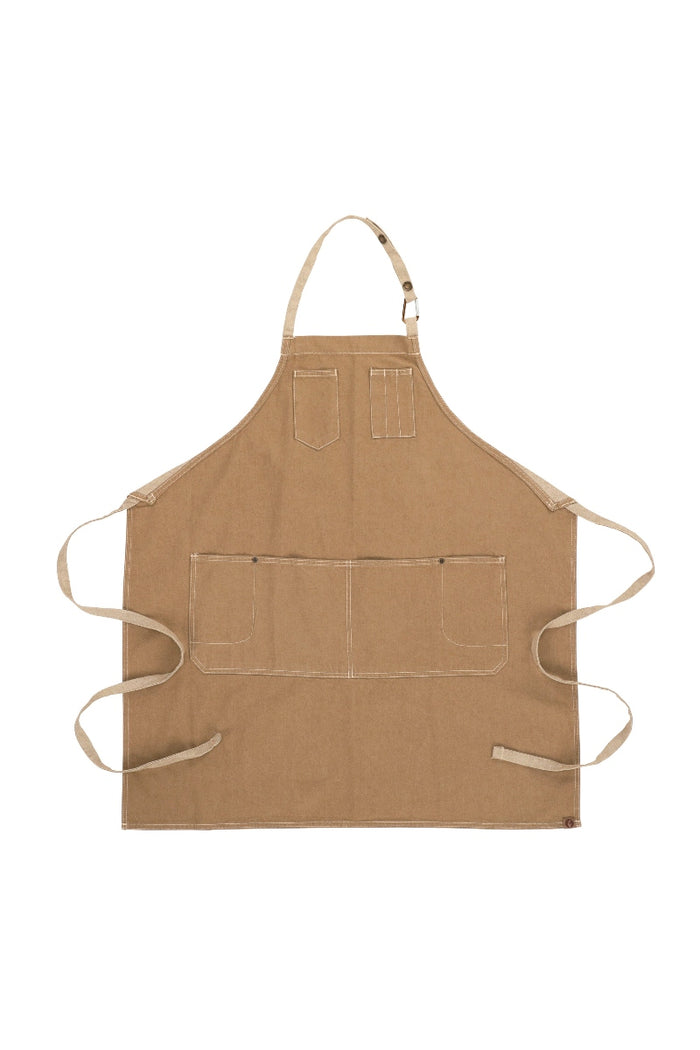 Chef Works Austin Natural Bib Adjustable Apron (2 Pockets)