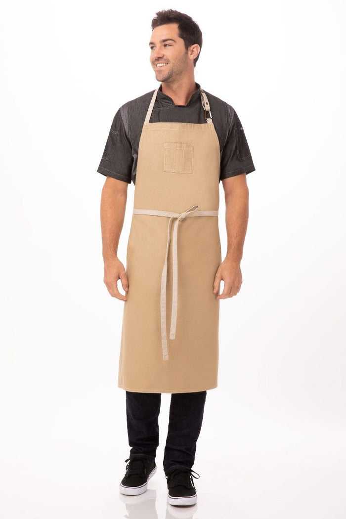 Chef Works Austin Natural Chefs Bib Adjustable Apron (1 Pocket)