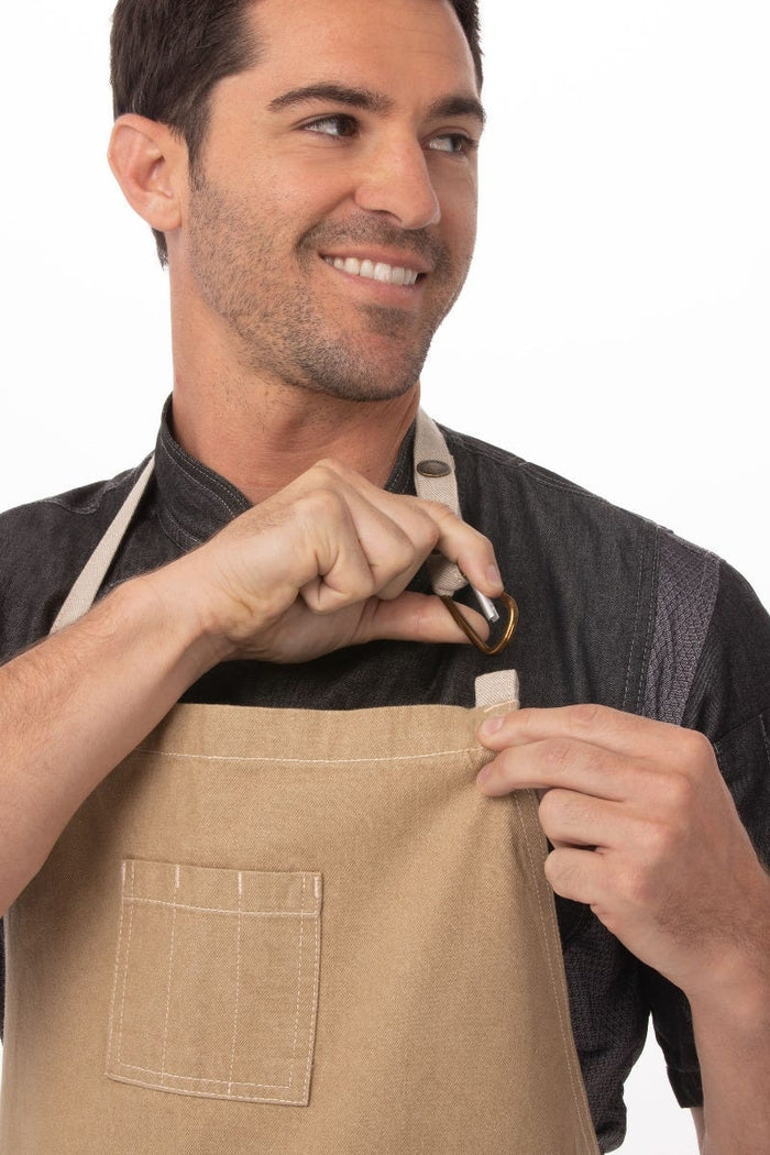Chef Works Austin Natural Chefs Bib Adjustable Apron (1 Pocket)
