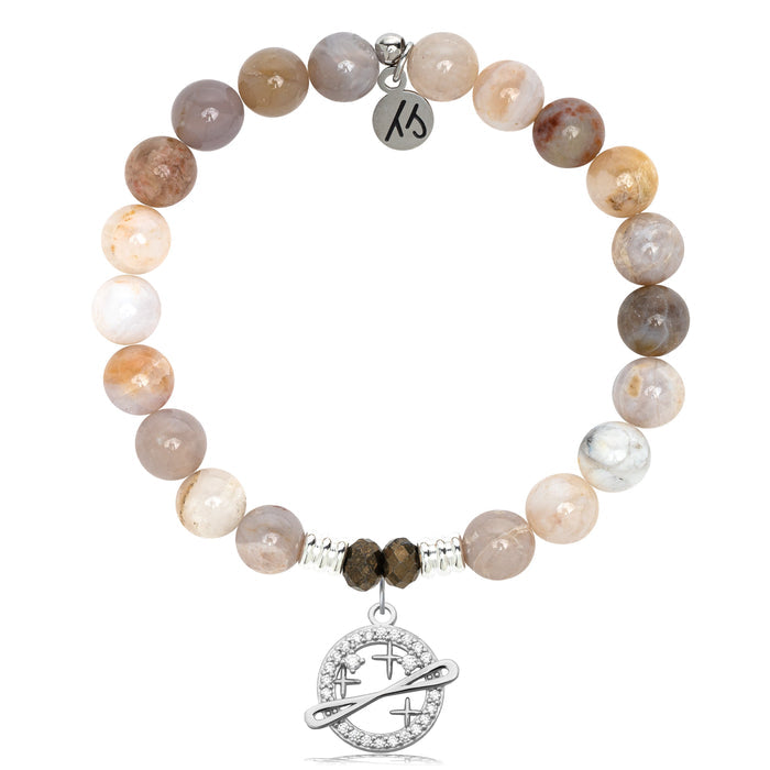Australian Agate Stone Bracelet with Infinity and Beyond Sterling Silver Charm