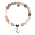 Australian Agate Stone Bracelet with Key to my Heart Sterling Silver Charm