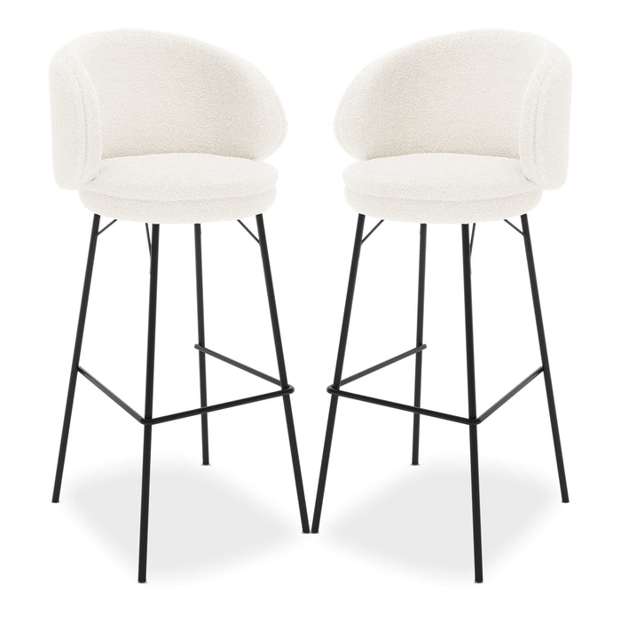 Belize Boucle Bar Stools (Set of 2) - Cream White