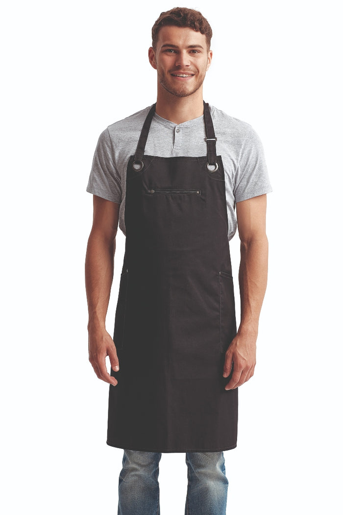 Artisan Collection by Reprime Black ‘Barley’ Sustainable Bib Apron (3 Pockets)