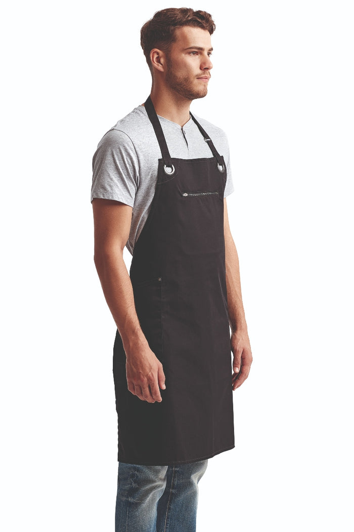 Artisan Collection by Reprime Black ‘Barley’ Sustainable Bib Apron (3 Pockets)