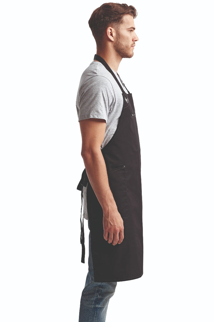 Artisan Collection by Reprime Black ‘Barley’ Sustainable Bib Apron (3 Pockets)