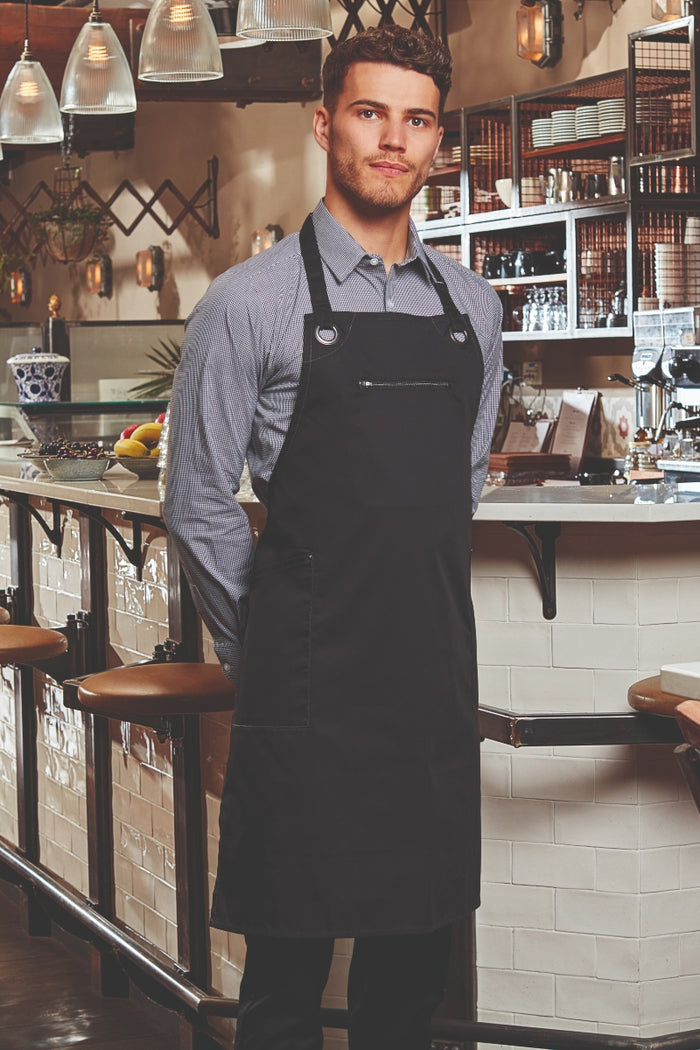 Artisan Collection by Reprime Black ‘Barley’ Sustainable Bib Apron (3 Pockets)