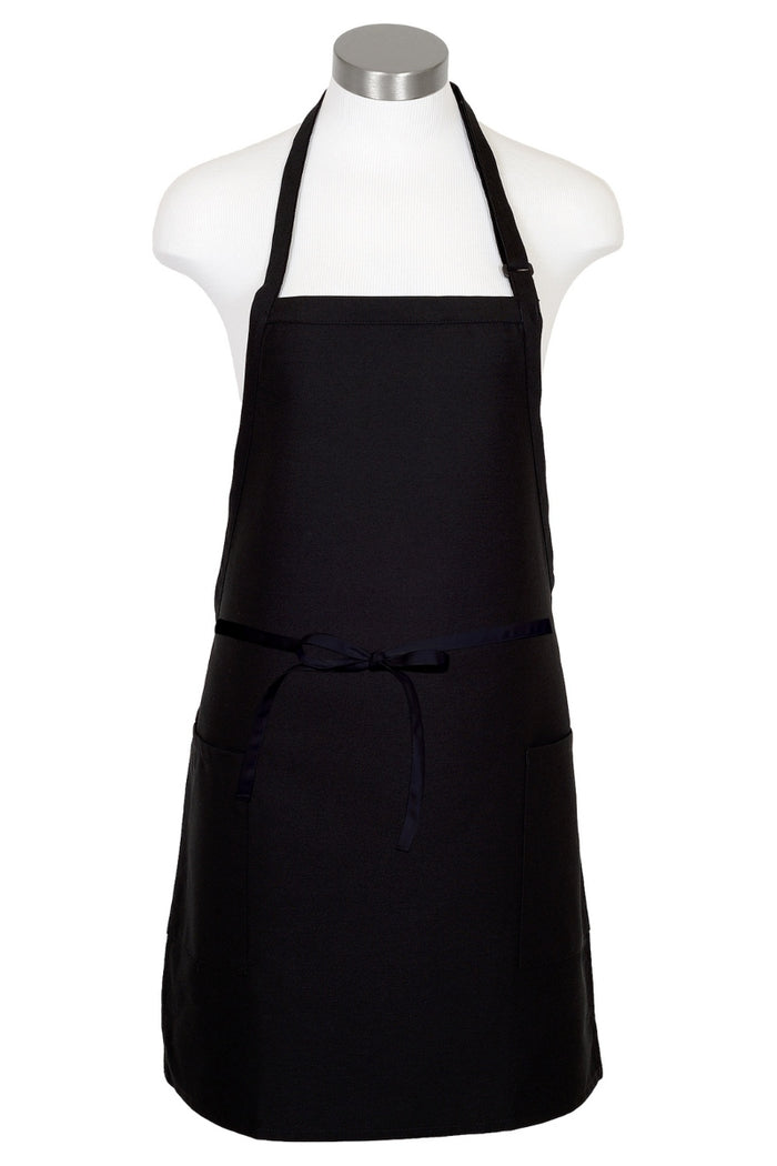 Fame Black Bib Adjustable Apron (2-Patch Pockets)