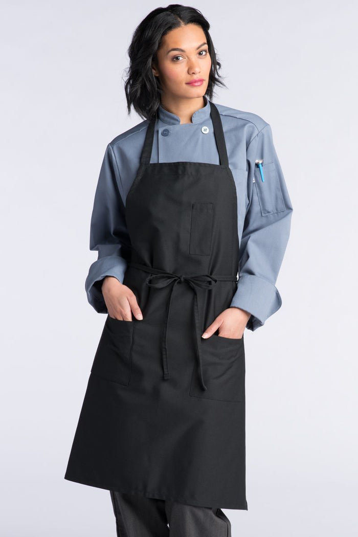 Uncommon Threads Black Bib Apron (3 Patch Pockets)