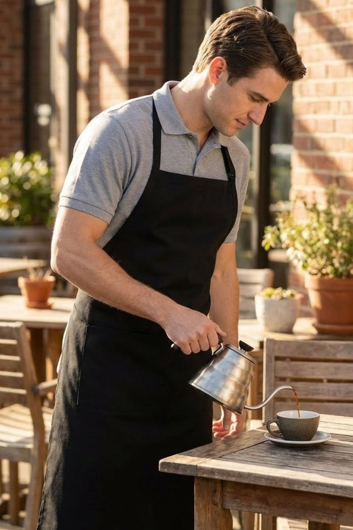 Fame Black Butcher Adjustable Apron (2 Pockets)