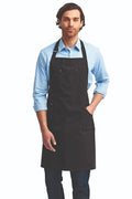 Artisan Collection by Reprime Black Cotton Chino Adjustable Bib Apron (3 Pocket)