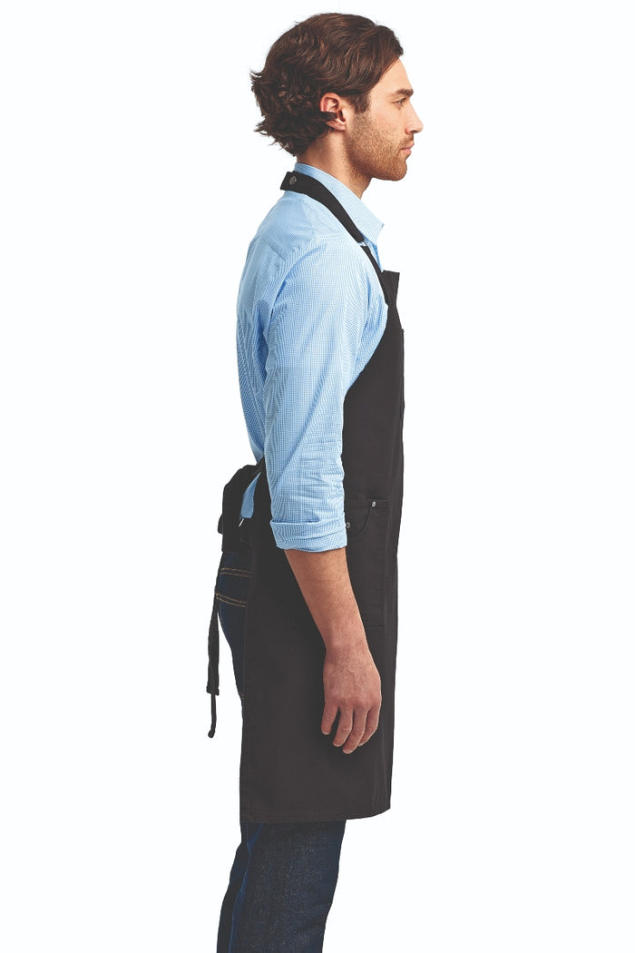 Artisan Collection by Reprime Black Cotton Chino Adjustable Bib Apron (3 Pocket)