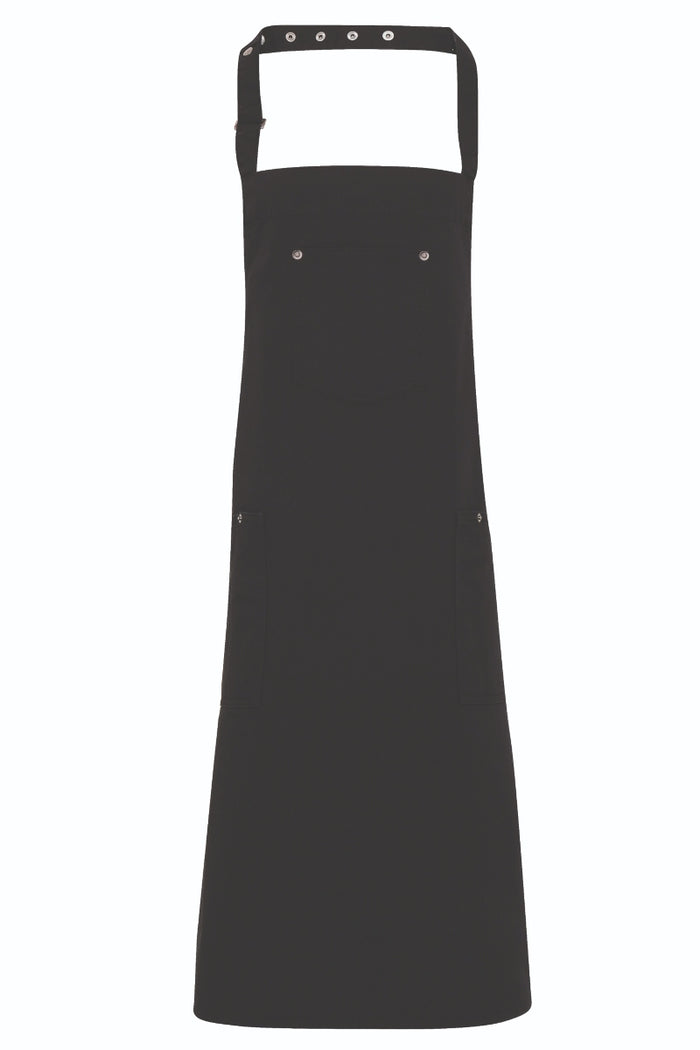 Artisan Collection by Reprime Black Cotton Chino Adjustable Bib Apron (3 Pocket)