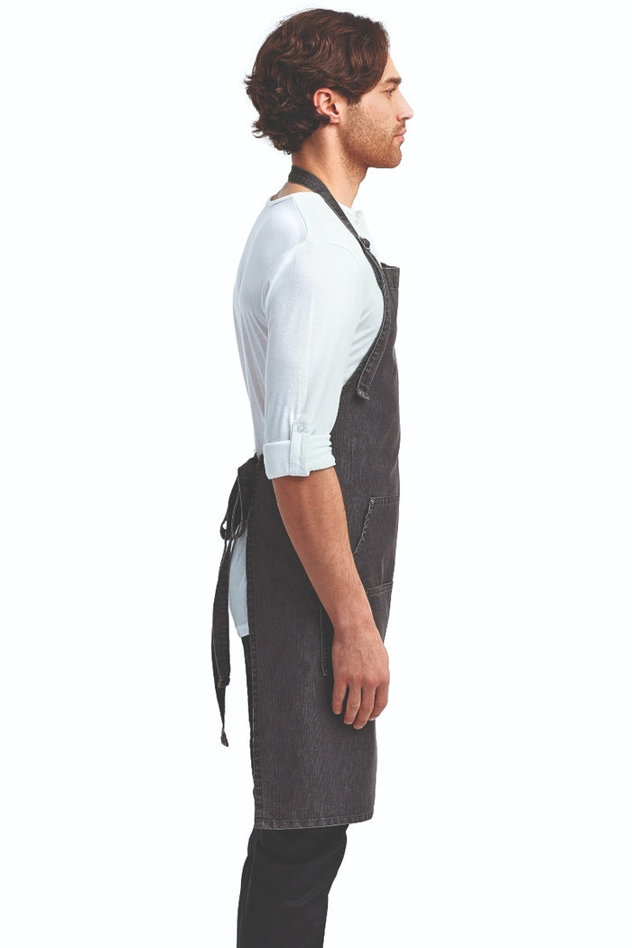 Artisan Collection by Reprime Black Denim Bib Adjustable Apron (4 Pocket Pouch)