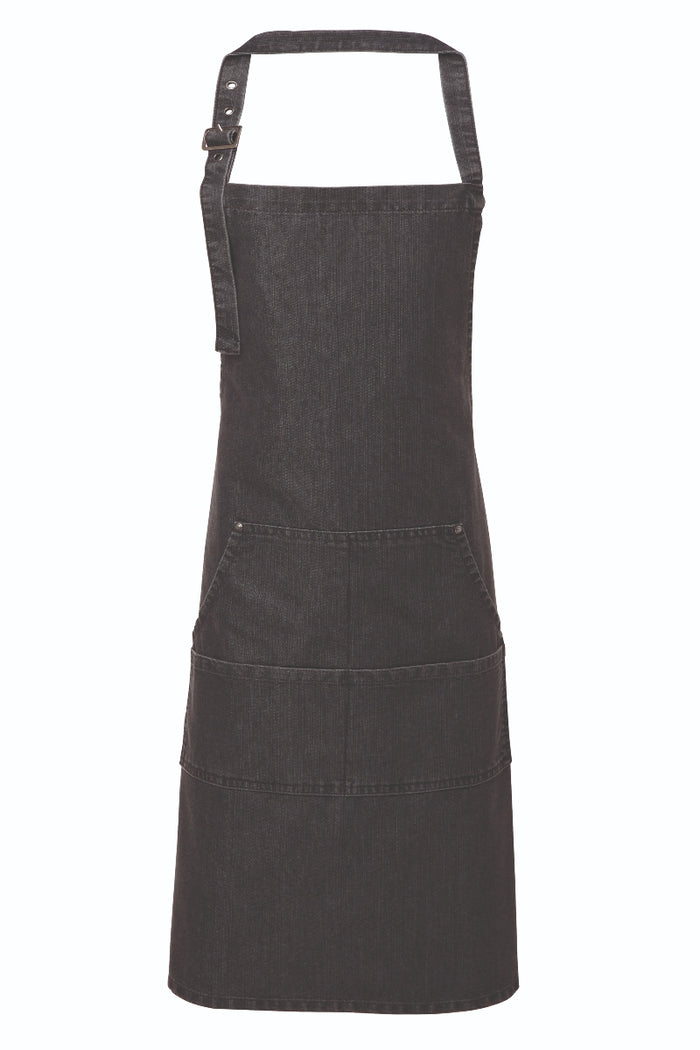 Artisan Collection by Reprime Black Denim Bib Adjustable Apron (4 Pocket Pouch)