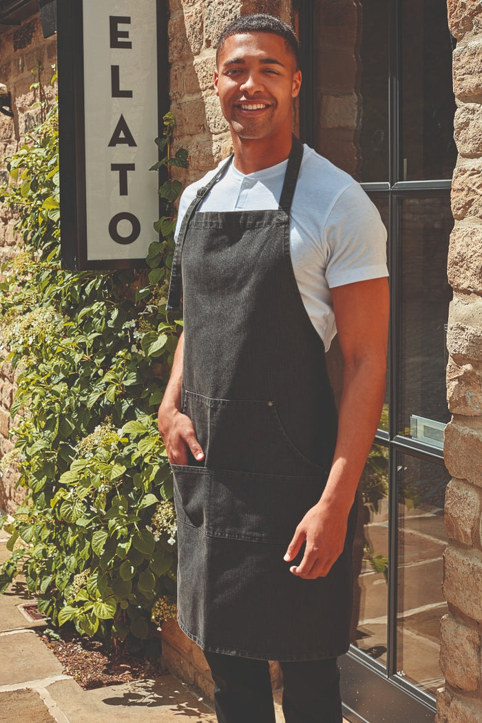 Artisan Collection by Reprime Black Denim Bib Adjustable Apron (4 Pocket Pouch)