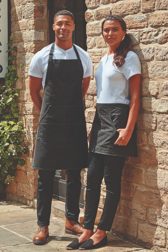 Artisan Collection by Reprime Black Denim Bib Adjustable Apron (4 Pocket Pouch)