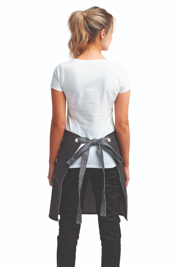 Artisan Collection by Reprime Black Denim Mid-Length Waist Apron (1 Wide Pocket)