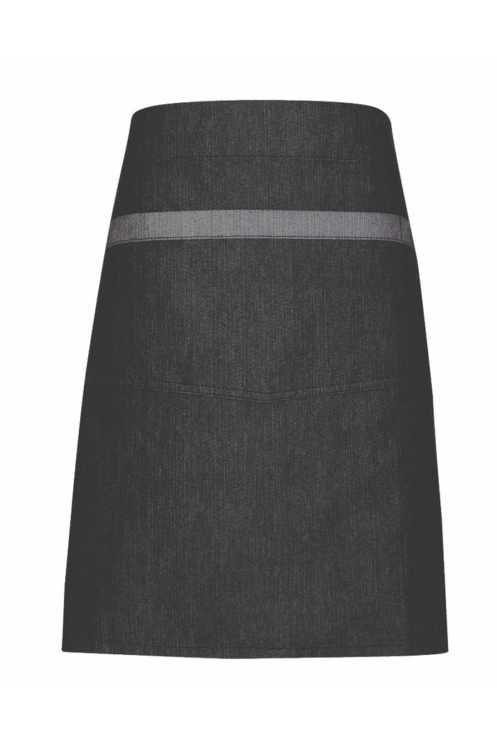 Artisan Collection by Reprime Black Denim Mid-Length Waist Apron (1 Wide Pocket)