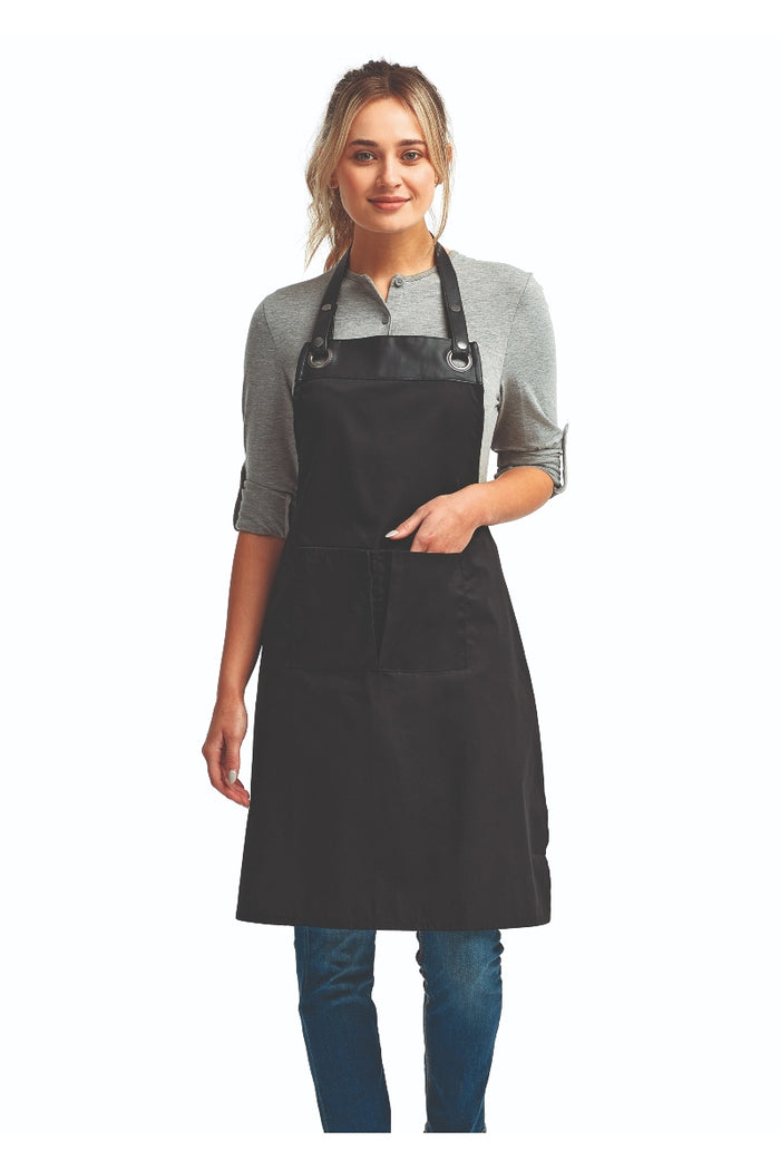 Artisan Collection by Reprime Black Espresso Adjustable Bib Apron (2 Pockets)