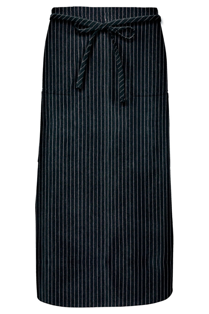 Fame Black & Gray Pinstripe Bistro Apron (2 Pockets)