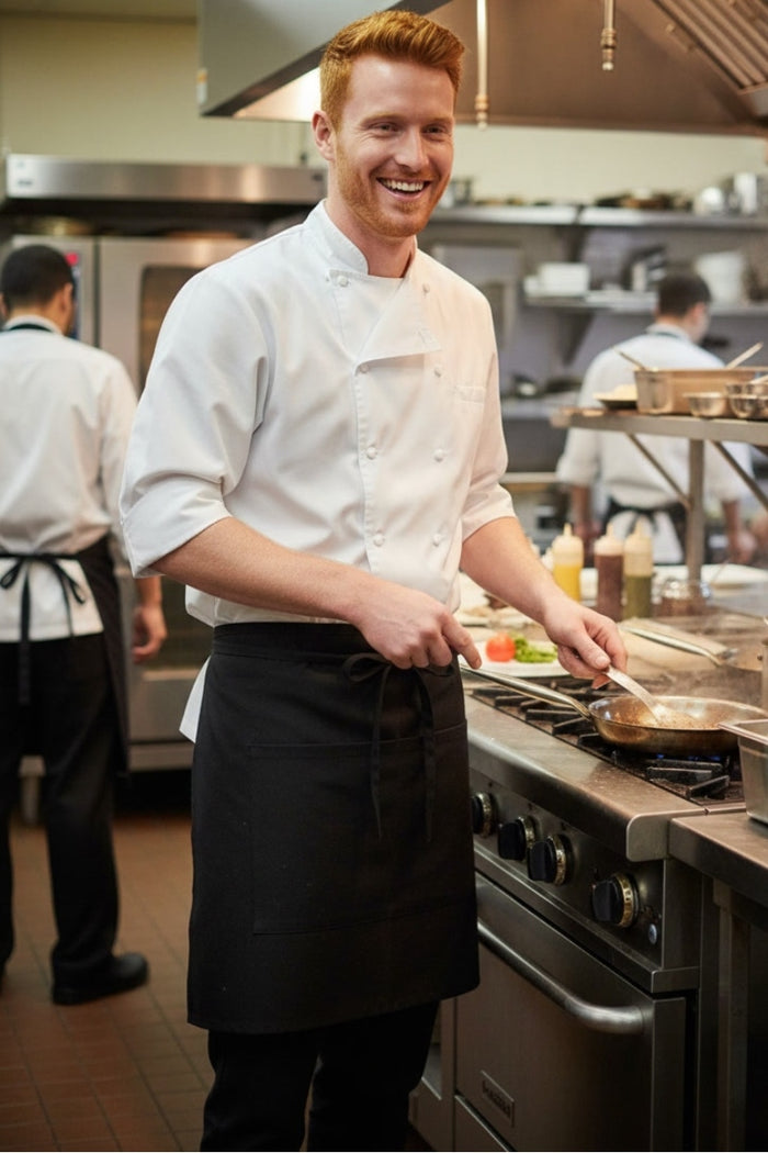 Fame Black Half Bistro Apron (2 Pockets)