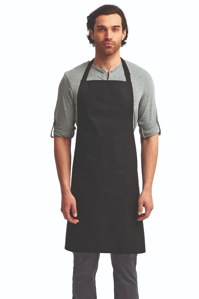 Artisan Collection by Reprime Black Sustainable Bib Apron (No Pockets)